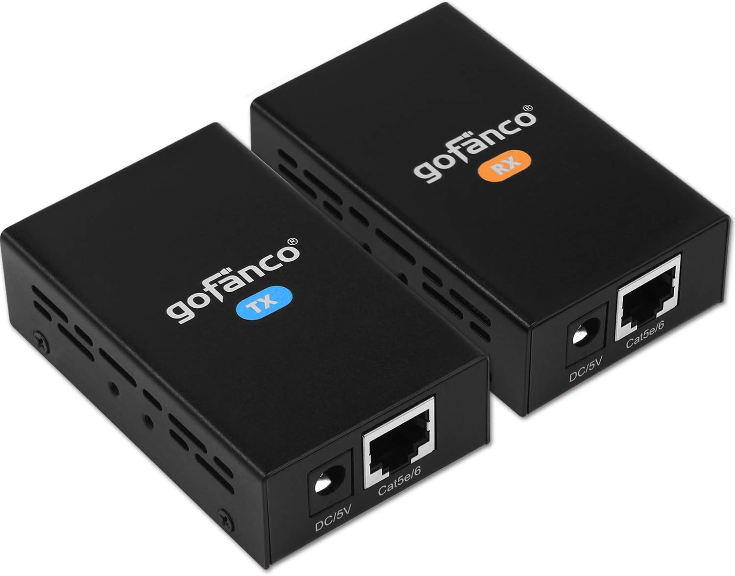 gofanco HDMI Extender Over CAT5e/6 165ft 1080p – HDMI Over Ethernet Cable - Deep Color, 3D, EDID Copy, Zero Latency, Supports Dolby Digital and DTS Audio - Transmitter and Receiver Balun Kit - (HDExt) Pack of 2