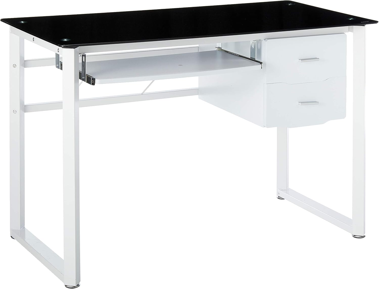 Christopher Knight Home Reeve Tempered Glass Computer Desk, Black And White