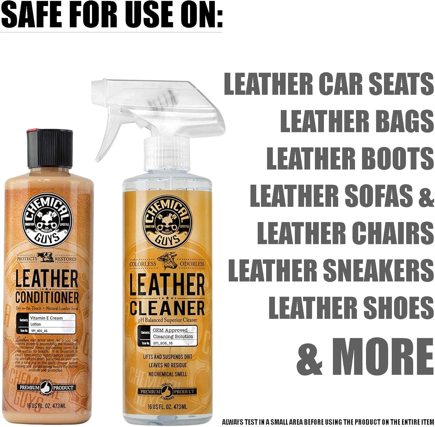 Chemical Guys HOL303 Leather Cleaner & Conditioner Detailing Kit, 9 Items (Works on Natural, Synthetic, Pleather, Faux Leather & More) Pack of 2