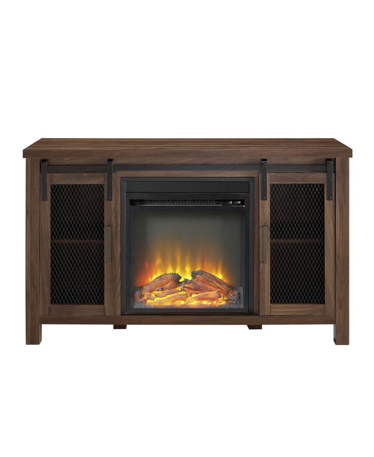 Walker Edison 48x22 Rustic Farmhouse Fireplace TV Stand - Dark Brown
