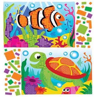 Baker Ross AW375 Sealife Mosaic Picture Kits (Pack of 4),Assorted