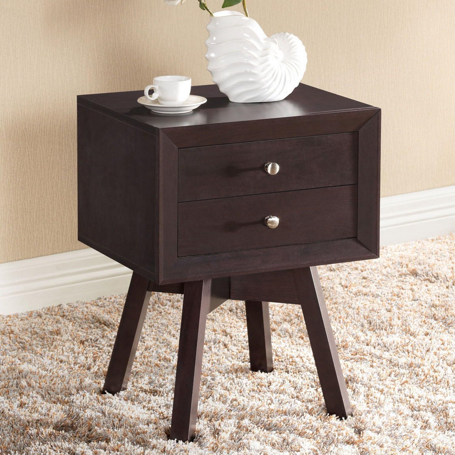 Baxton Studio Warwick Modern Accent Table and Nightstand, Brown