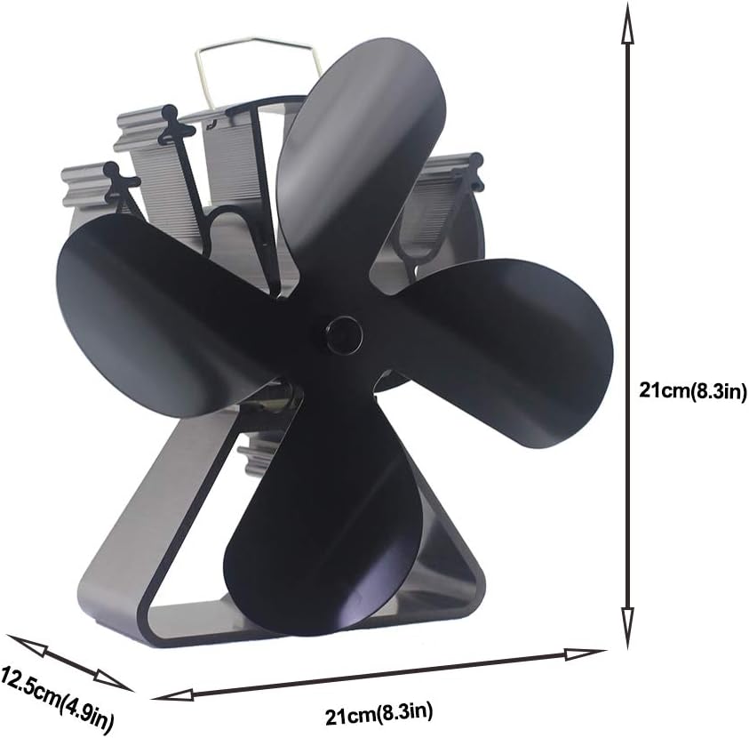 VODA Stove Fan Newly Upgraded 4 Blades Heat Powered Stove Eco Fans for Wood Log Burner Fireplace Larger Air Flow About 240CFM Pack of 2