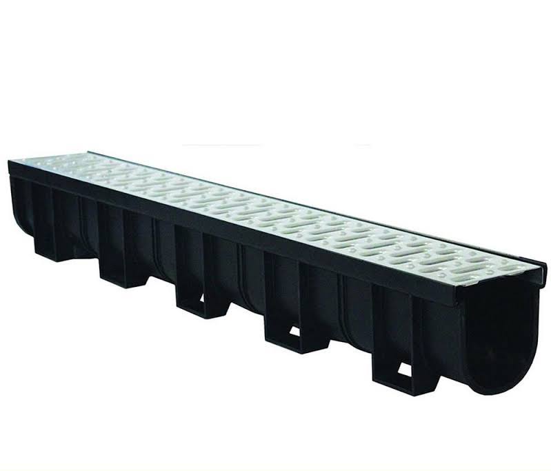 U.S. TRENCH DRAIN Deep Series 5.4 in. W x 5.4 in. D x 39.4 in. L Trench and Channel Drain Kit with Stainless Steel Grate, Black/