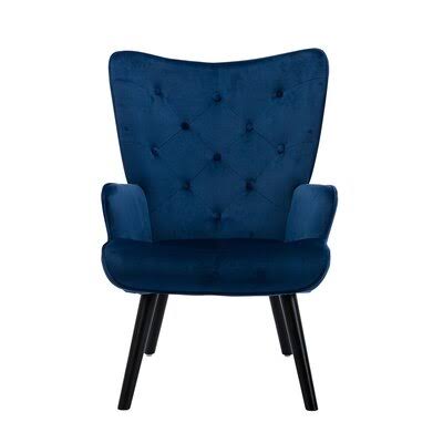 Accent Chair Living Room/Bed Room, Modern Leisure Chair Mercer41 Fabric: Navy Velvet
