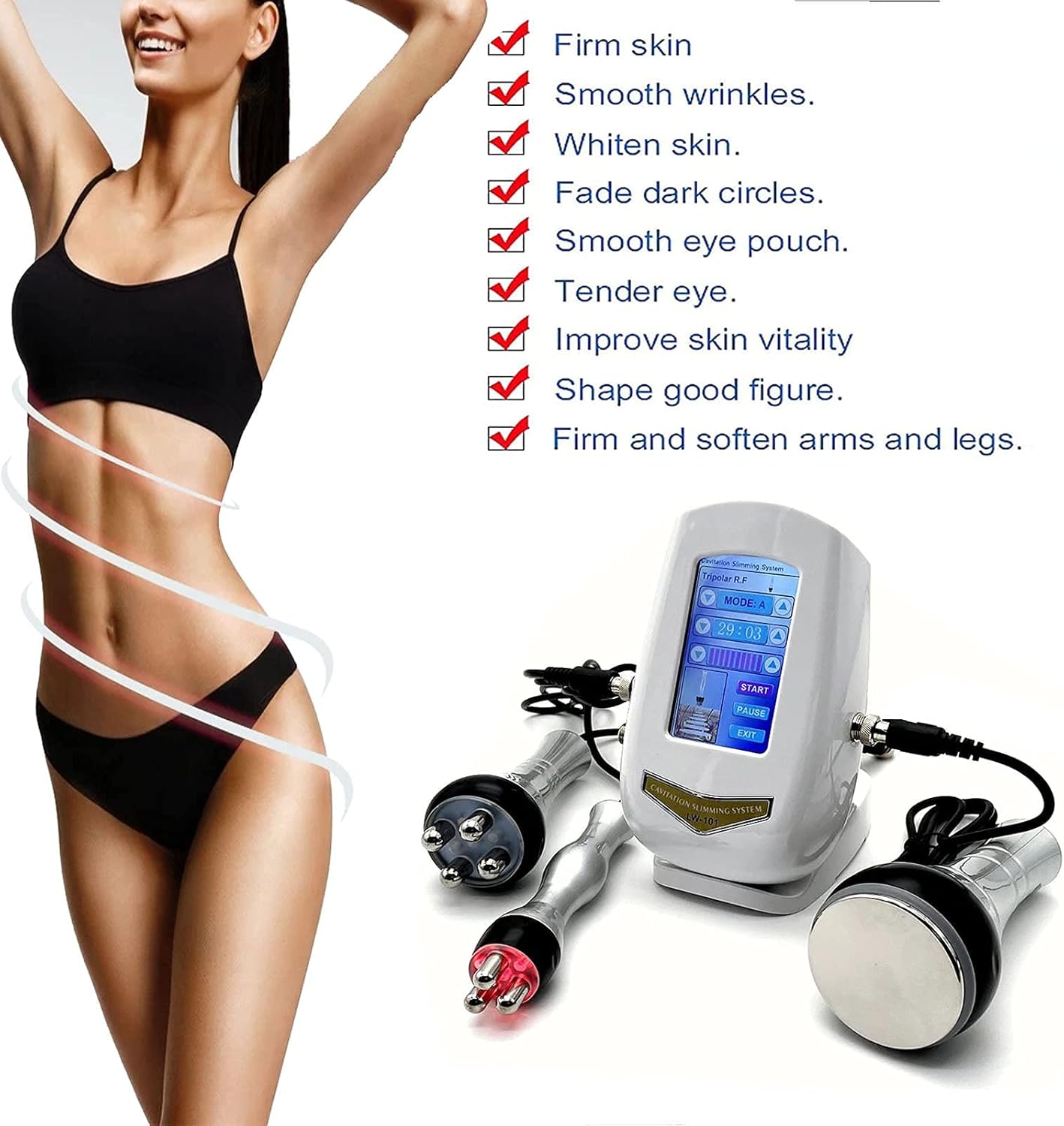 Body Machine Multifunction High Frequency Facial Machine Home Use Spa Skin Care with 3 Massage Heads Used Professional Vibration Massager Machine for Face, Arm, Waist, Belly, Leg, Hip