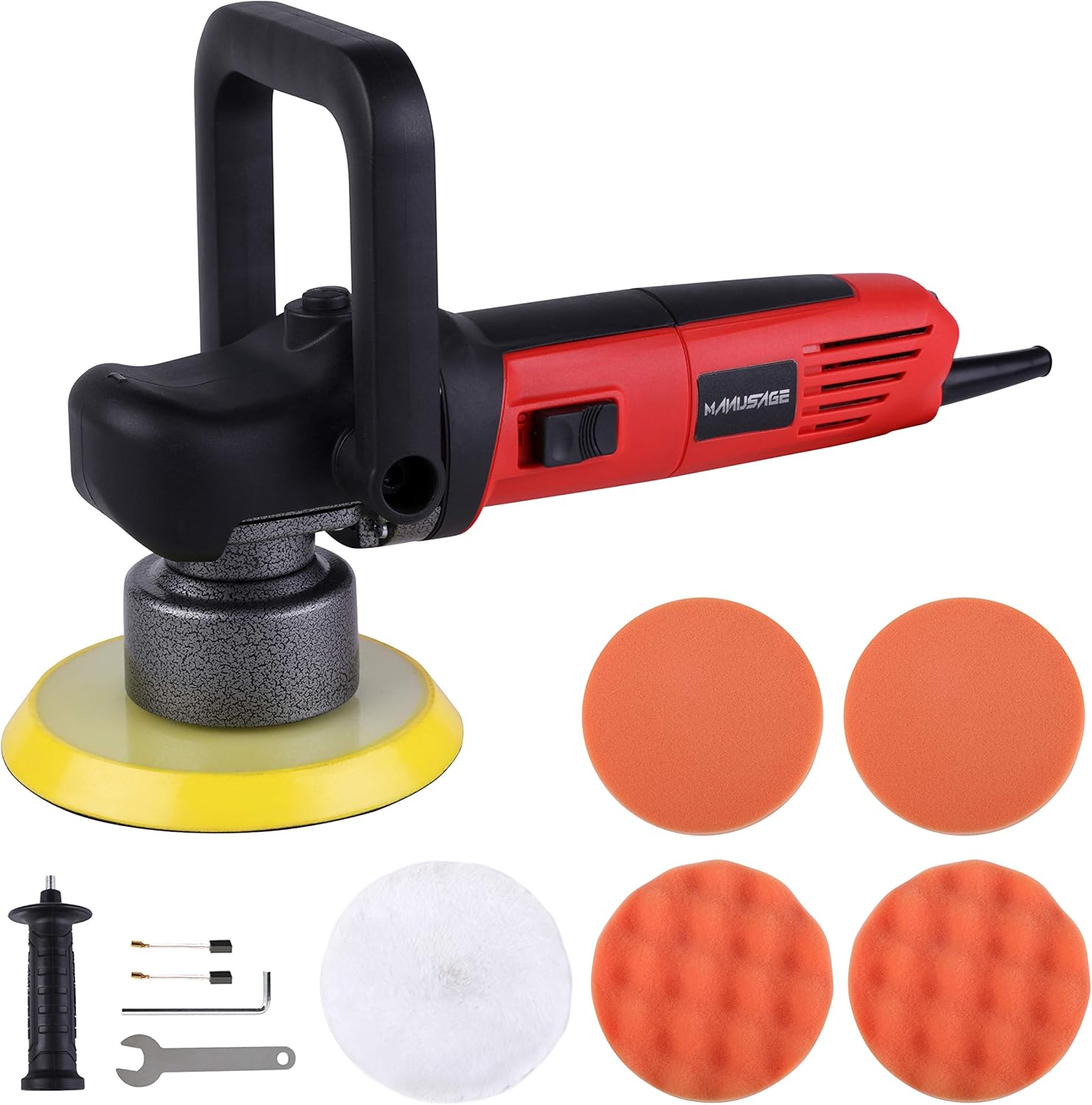 MANUSAGE 6-Inch Dual Action Car Polisher,7Amp Random Orbital Polisher,Variable Speed Buffer Polisher with Two Detachable Handles,Ideal for Car Detailing,Polishing,Waxing,Sanding & Sealing Glaze Pack of 2