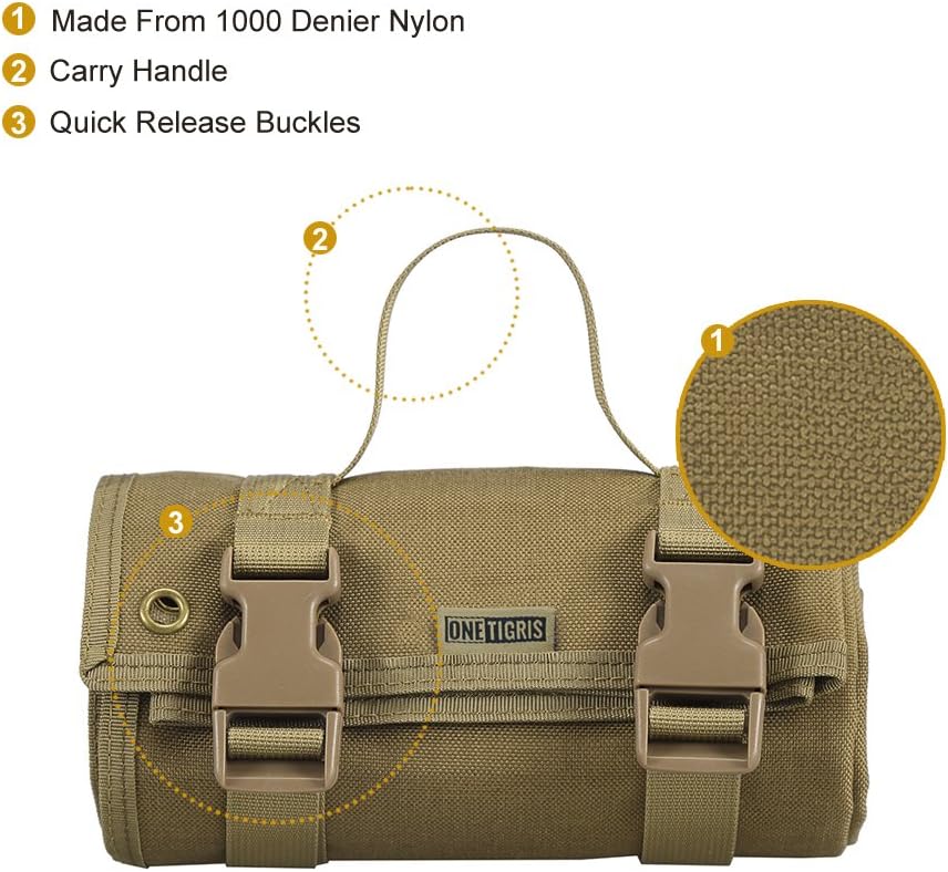 OneTigris Shooting Mat - Roll-up Shooting Mat Prone Shooter Mats Tactical Shooting Blanket Mat for Range Rifle Hunting (Non-Padded - Brown)