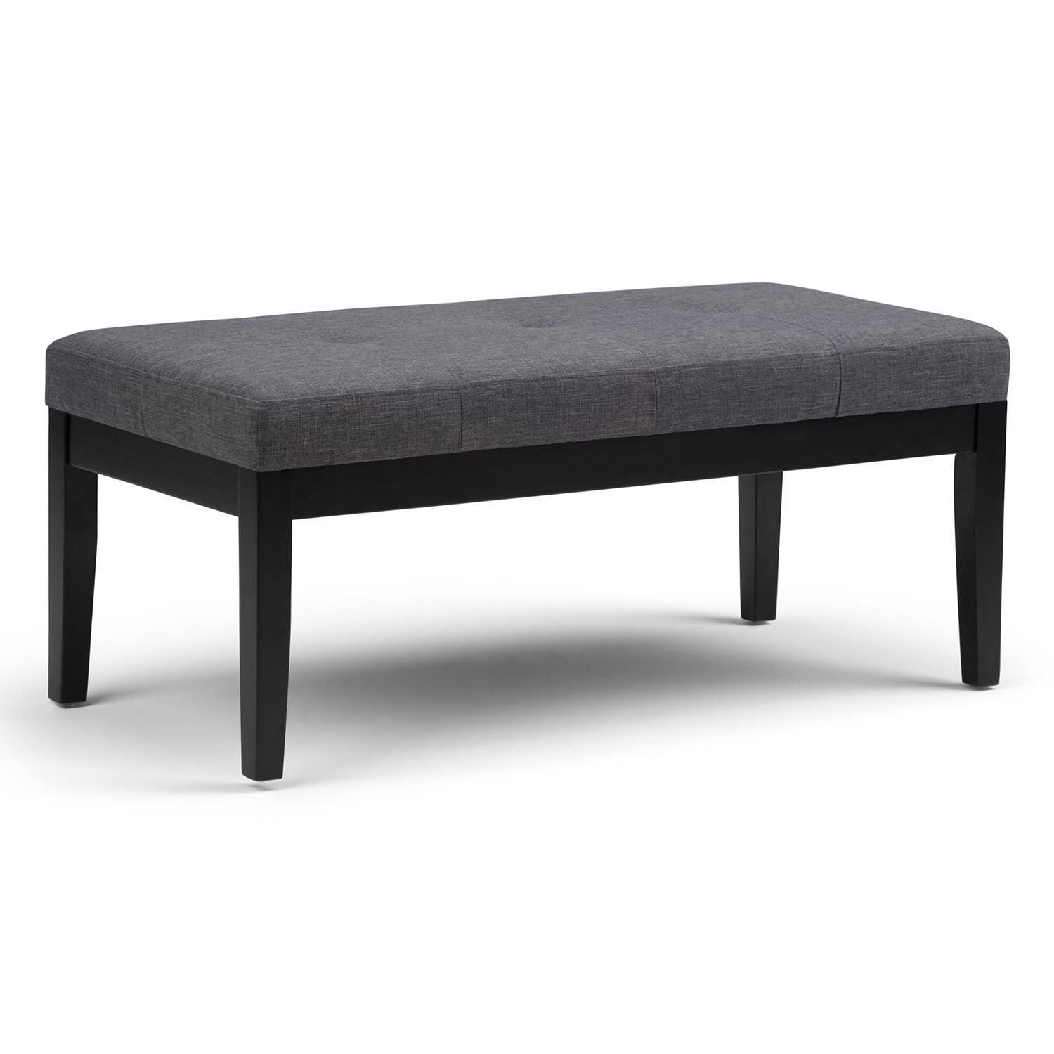 Simpli Home Lacey Tufted Ottoman Bench, Slate Grey