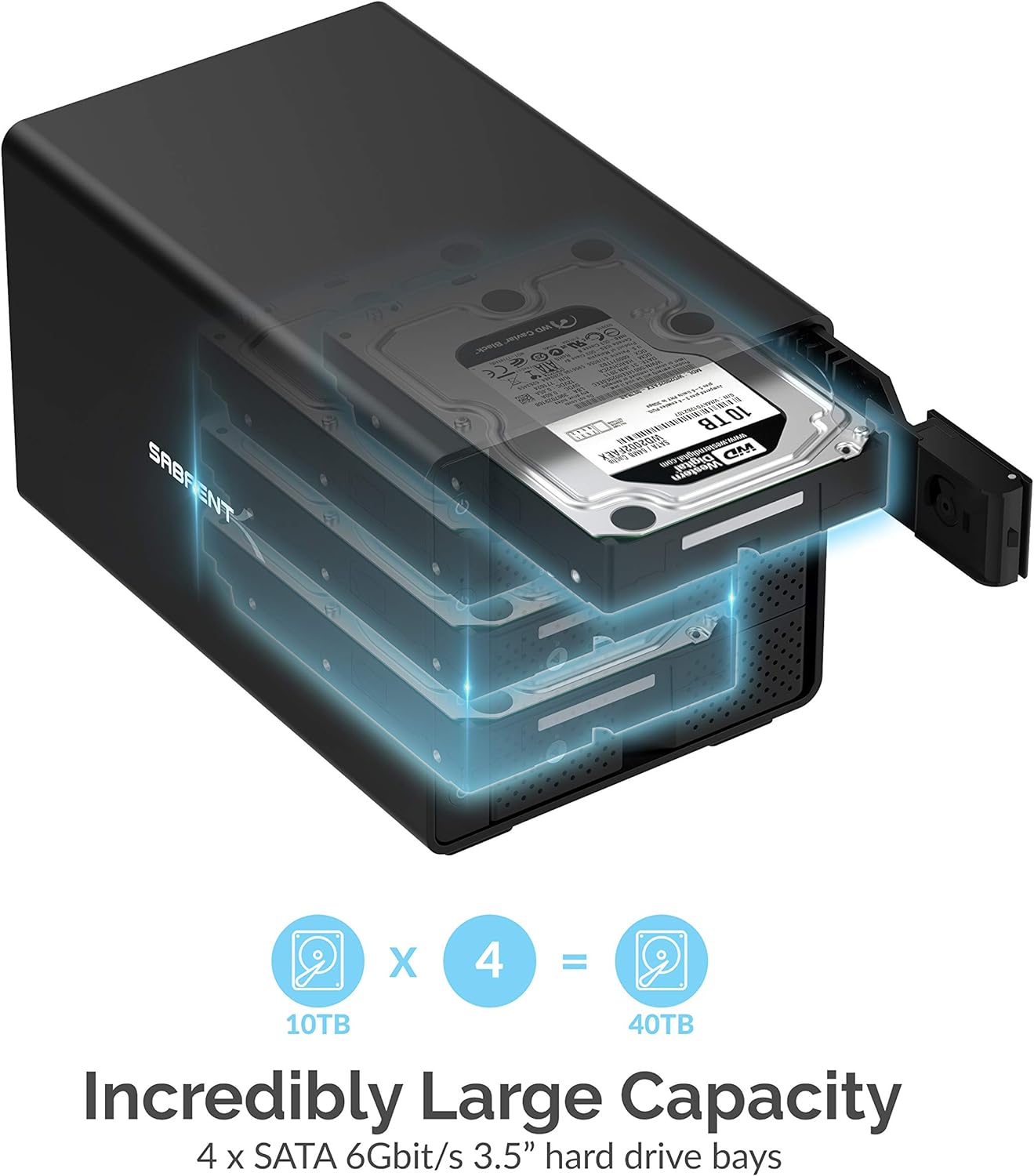 Sabrent USB 3.0 to SATA I/II/III Dual Bay External Hard Drive Docking Station for 2.5 or 3.5in HDD, SSD with Hard Drive Duplicator/Cloner Function [10TB Support] (EC-HD2B) Pack of 2