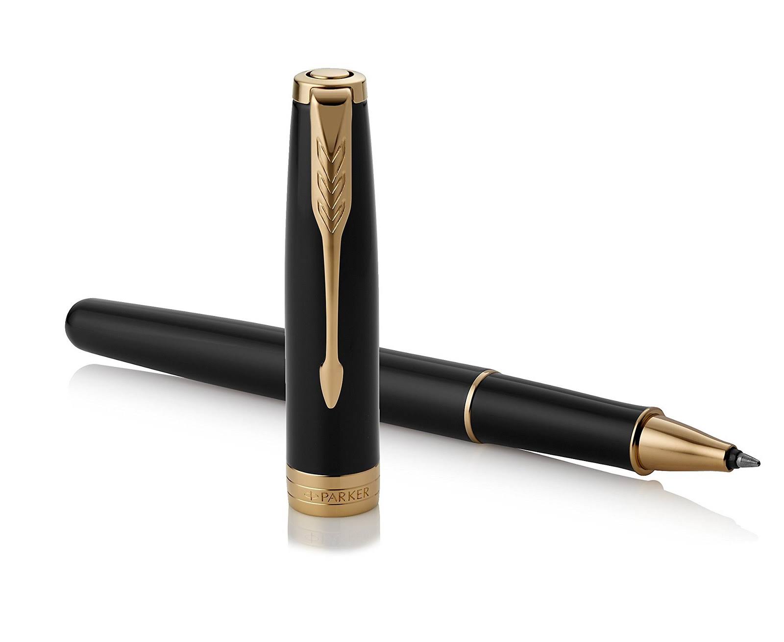 Parker Sonnet Black Gold Trim Rollerball Pen