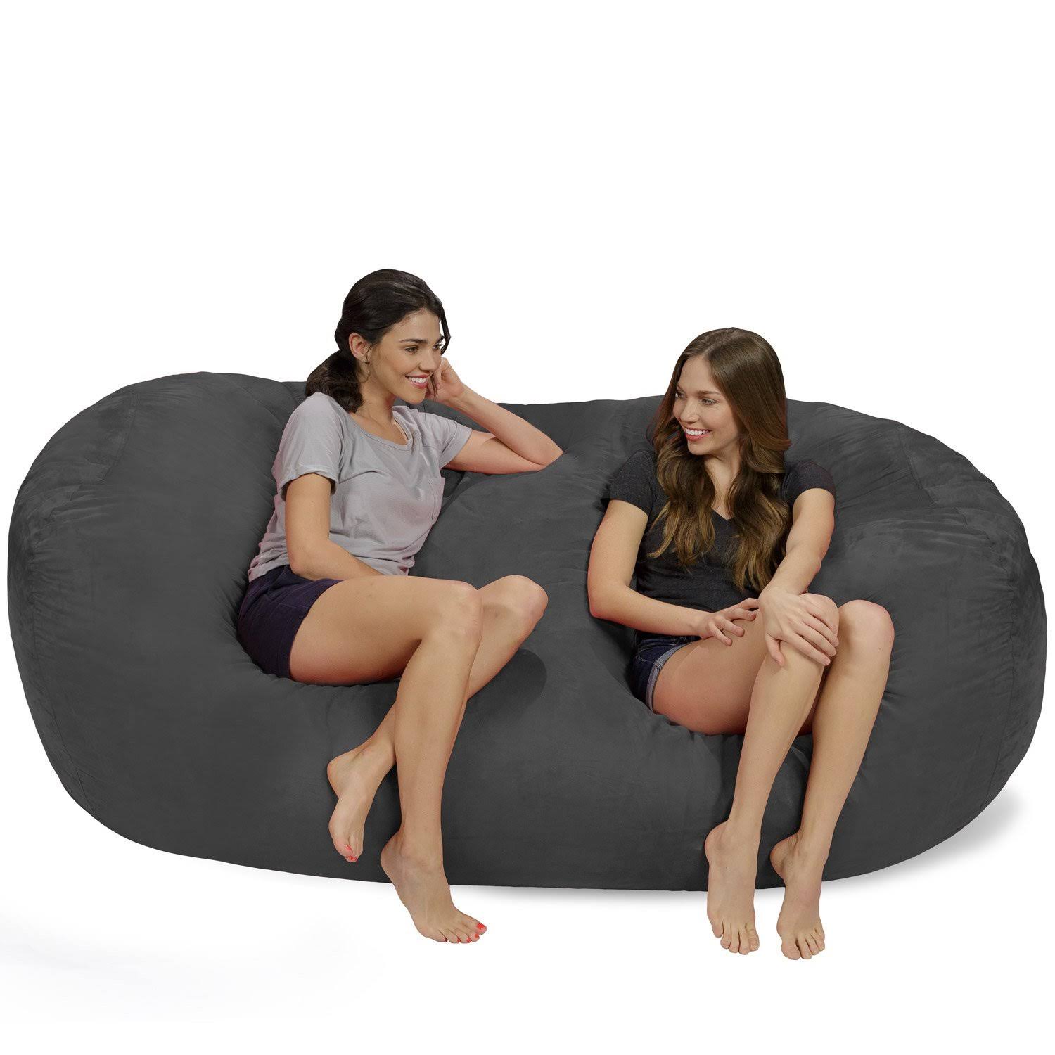Chill Sack Bean Bag Chair: Huge 7.5' Memory Foam Furniture Bag and Large Lounger - Big Sofa with Soft Micro Fiber Cover - Charco