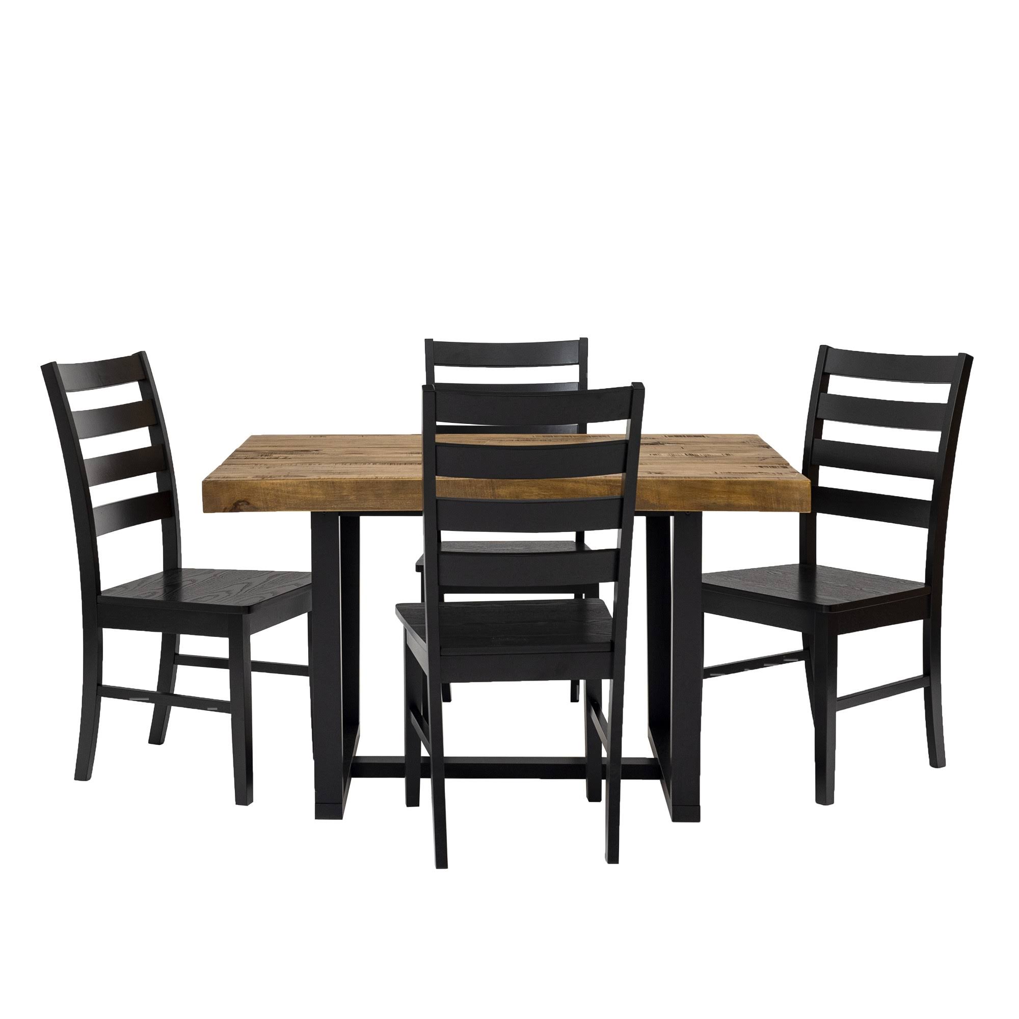 Walker Edison 5 Piece Distressed Dining Set Reclaimed Barnwood/Black