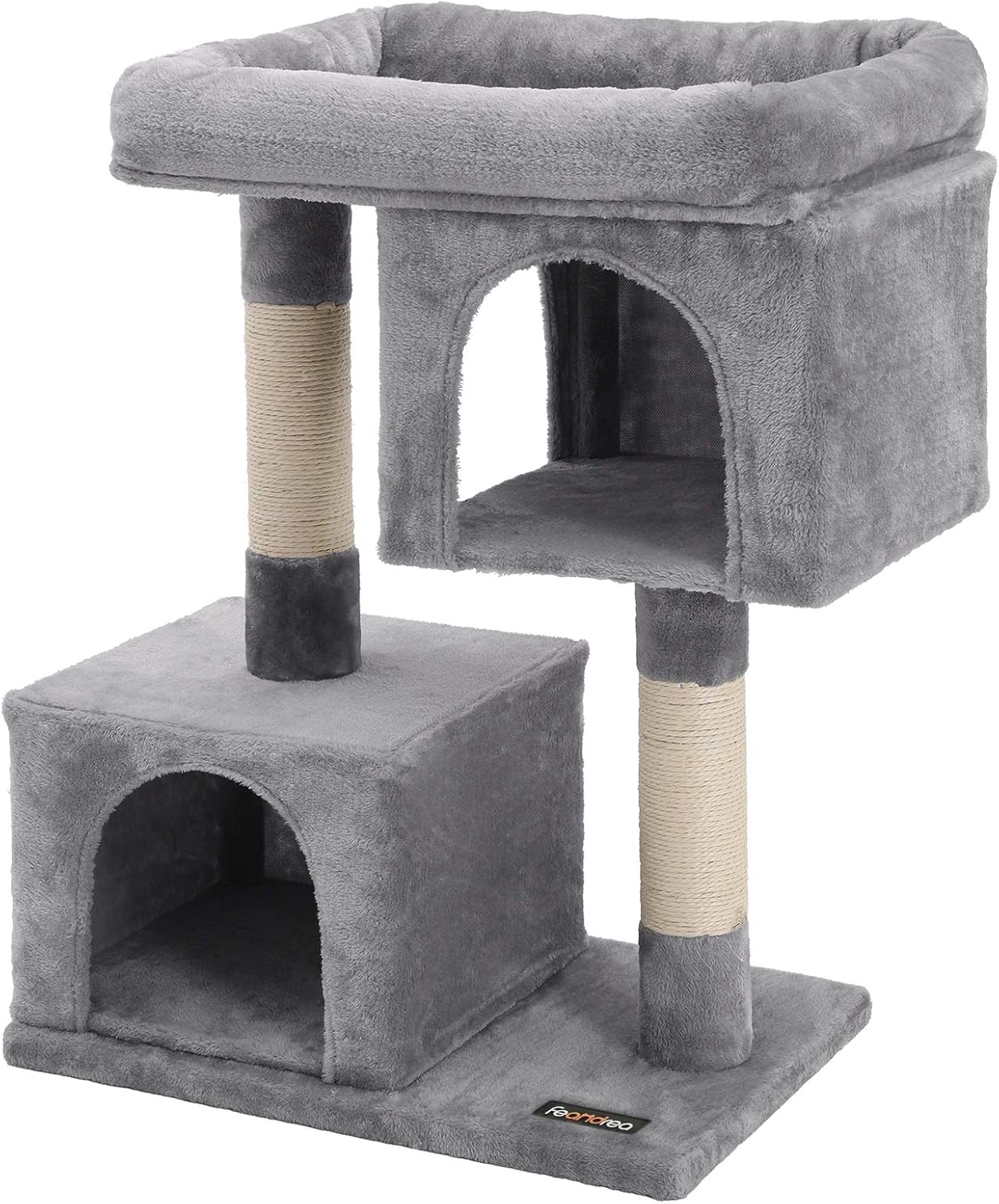 FEANDREA Cat Tree for Large Cats, Cat Tower 2 Cozy Plush Condos and Sisal Posts Pack of 2