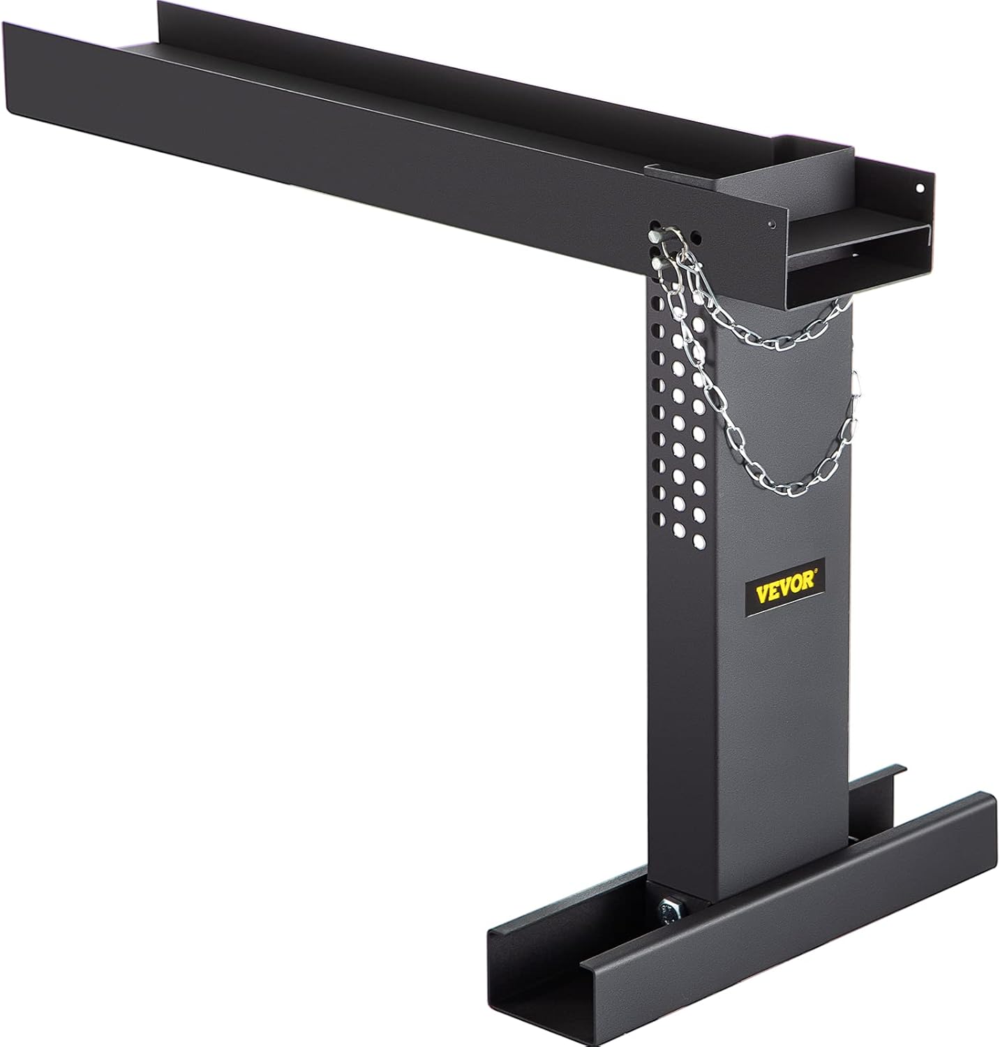 VEVOR Ladder Extender 20x4.7-Inch, Extension Ladder 10.5-16.7-Inch Adjustable Height Range, Ladder Leveling Tool, Stair Ladder Extension with Chain Pins in Steel for Stairs, in Black Powder Coated