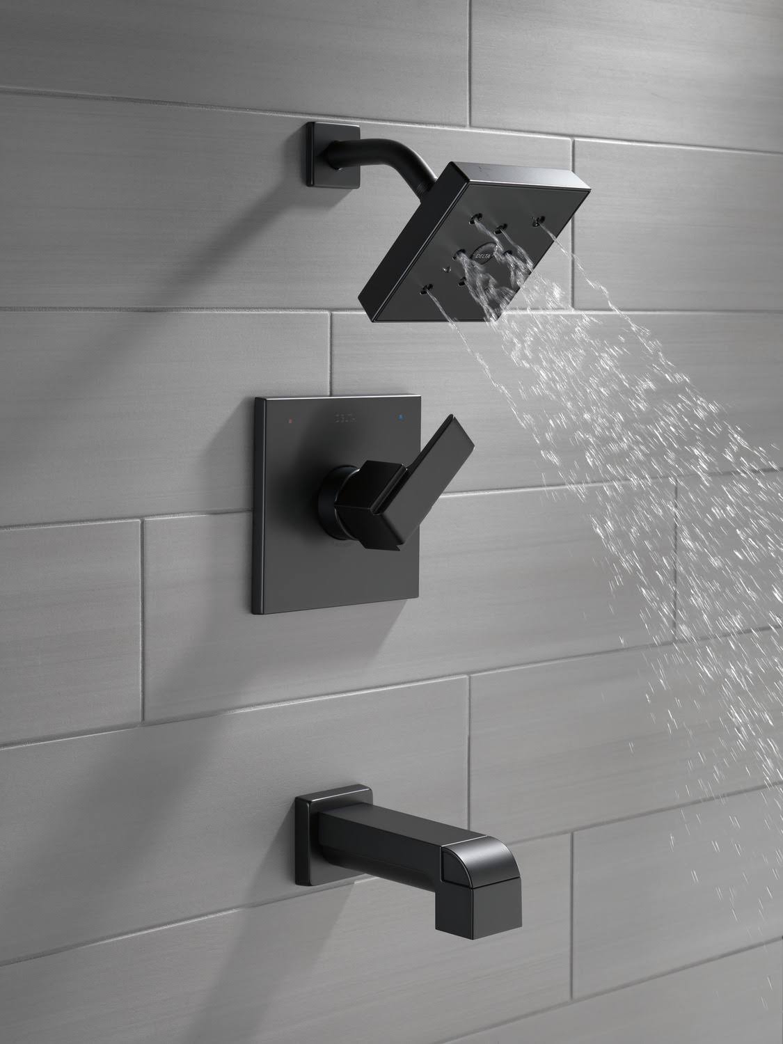 Delta T14467-BL Ara Monitor 14 Series H2Okinetic Tub u0026 Shower Trim Matte Black