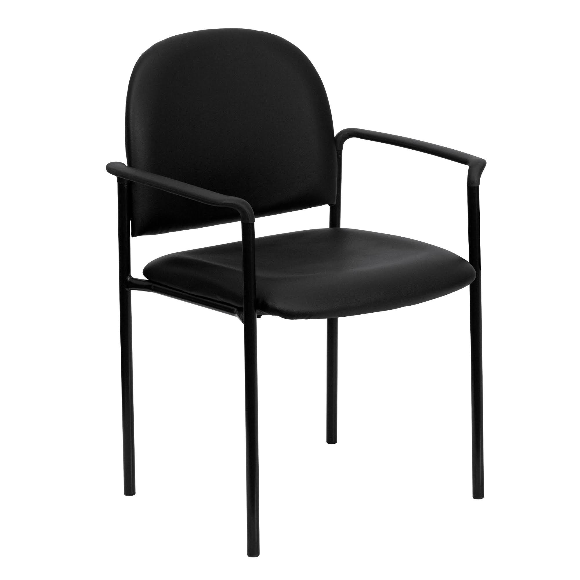 33.25x22 Black Contemporary Armed Stackable Side Reception Chair