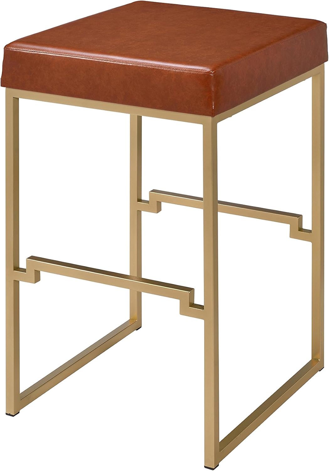 ACME Boice Counter Height Stool (1Pc) - - Light Brown PU & Gold - 25