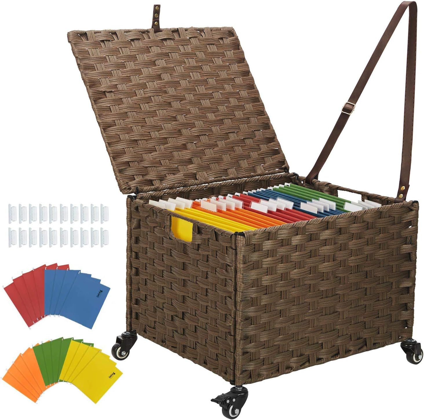 Greenstell File Cabinet with 20 Hanging Filing Folders, Mobile File Cabinet for Home Office, Decorative Organize, Under Desk Rolling Office File Cabinet for Legal Letter Size, Easy to Assemble Grey Pack of 2