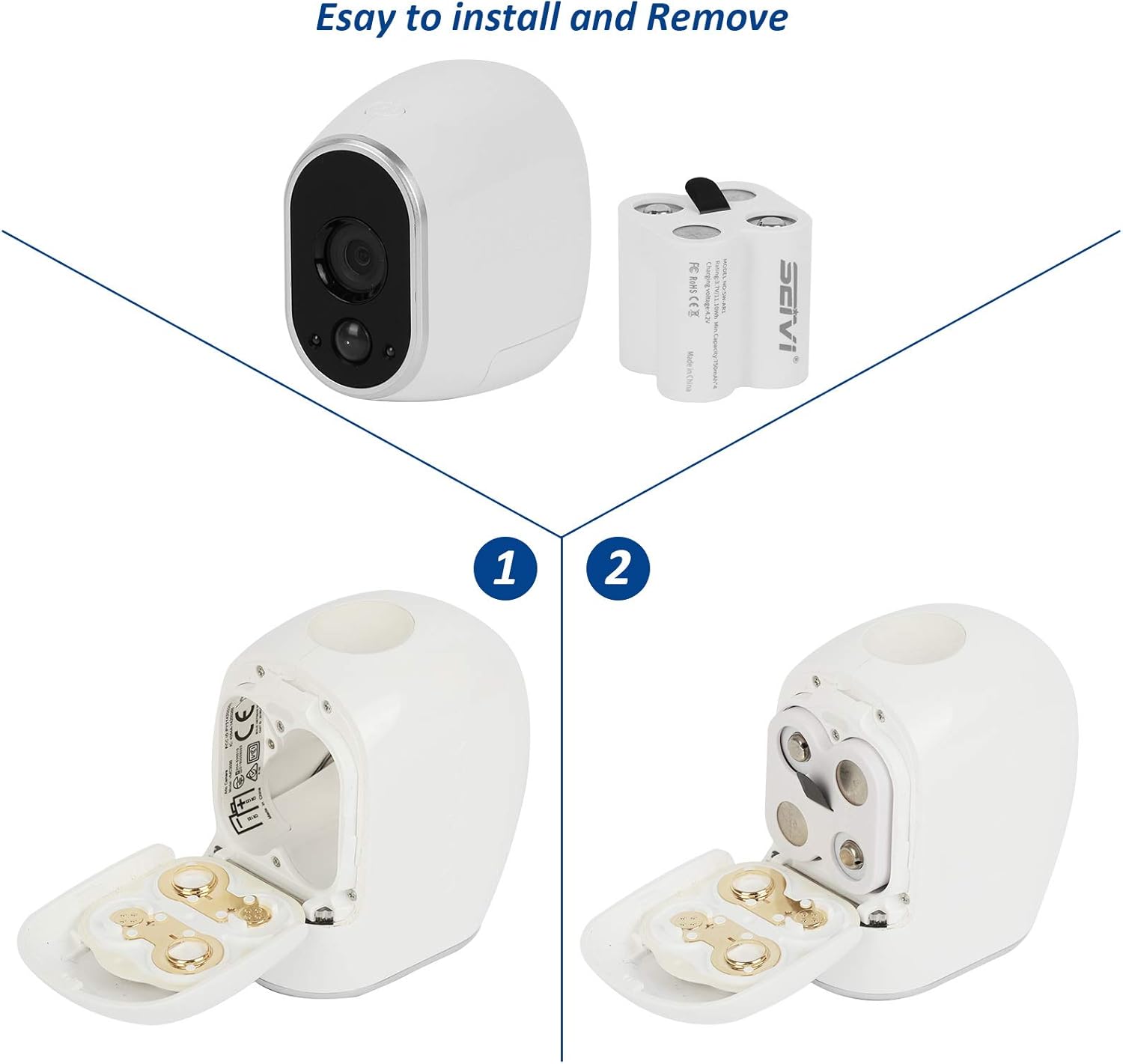 Rechargeable Batteries for Arlo, SEIVI Rechargeable Batteries (2 Pack) with Charger Compatible with Arlo Wireless Security Cameras (VMK3200/VMC3030/VMS3330/3430/3530/) Pack of 2