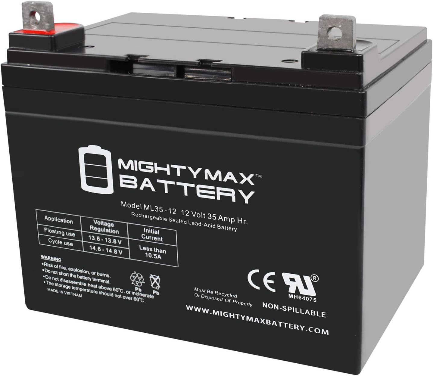 ML35-12 - 12V 35AH U1 Deep Cycle AGM Solar Battery Replaces 33Ah, 34Ah, 36Ah