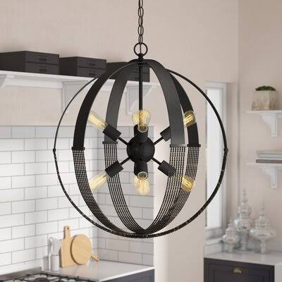 Branscome Sputnik Sphere Chandelier with Rope Accents Brayden Studio Finish: Aged Bronze, Number of Lights: 8