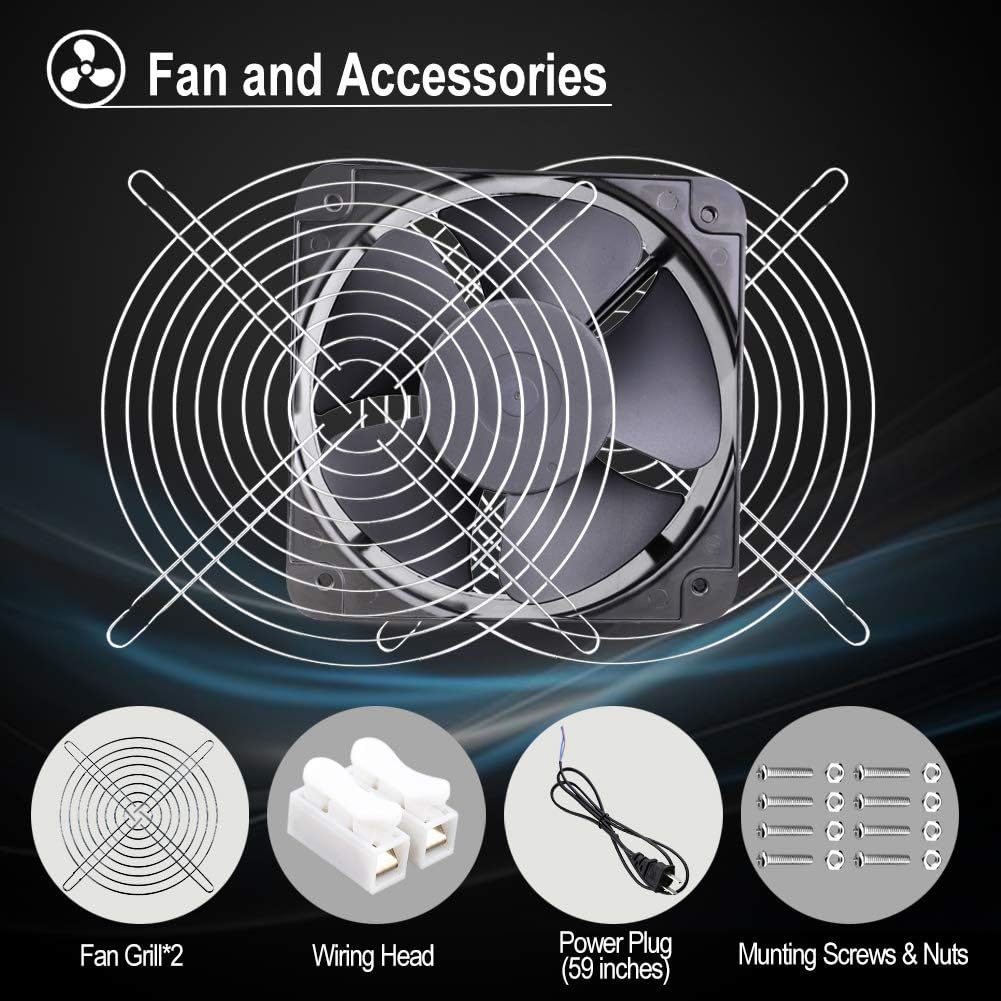 Wathai AC 20060 200mm x 60mm Dual Ball 110v 120V High Performance Industrial Cooling Fan Pack of 2