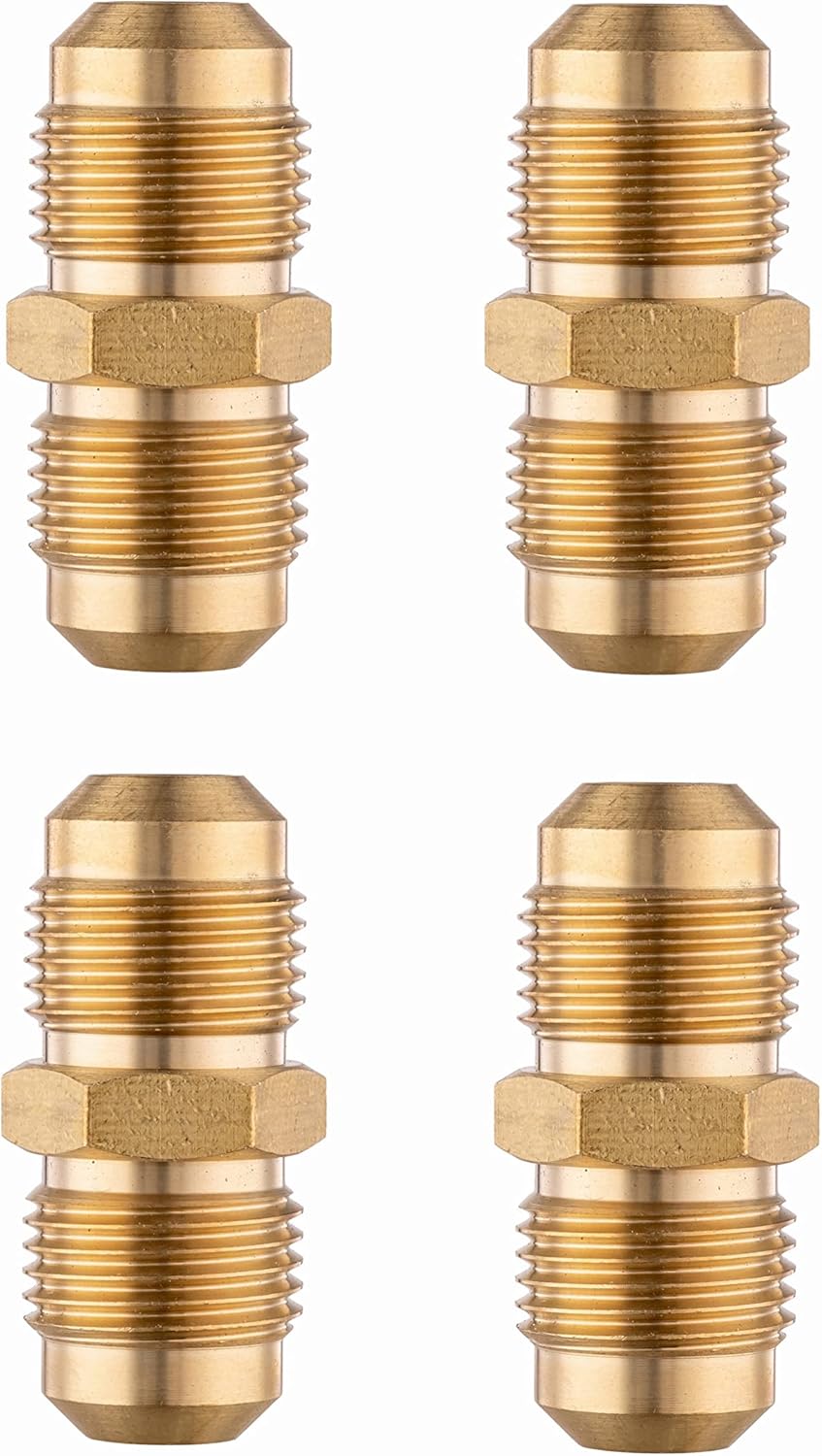 (Pack of 4) Brass Tube Coupler Pipe Flare Fitting Union Connector Gas Adapter 3/8