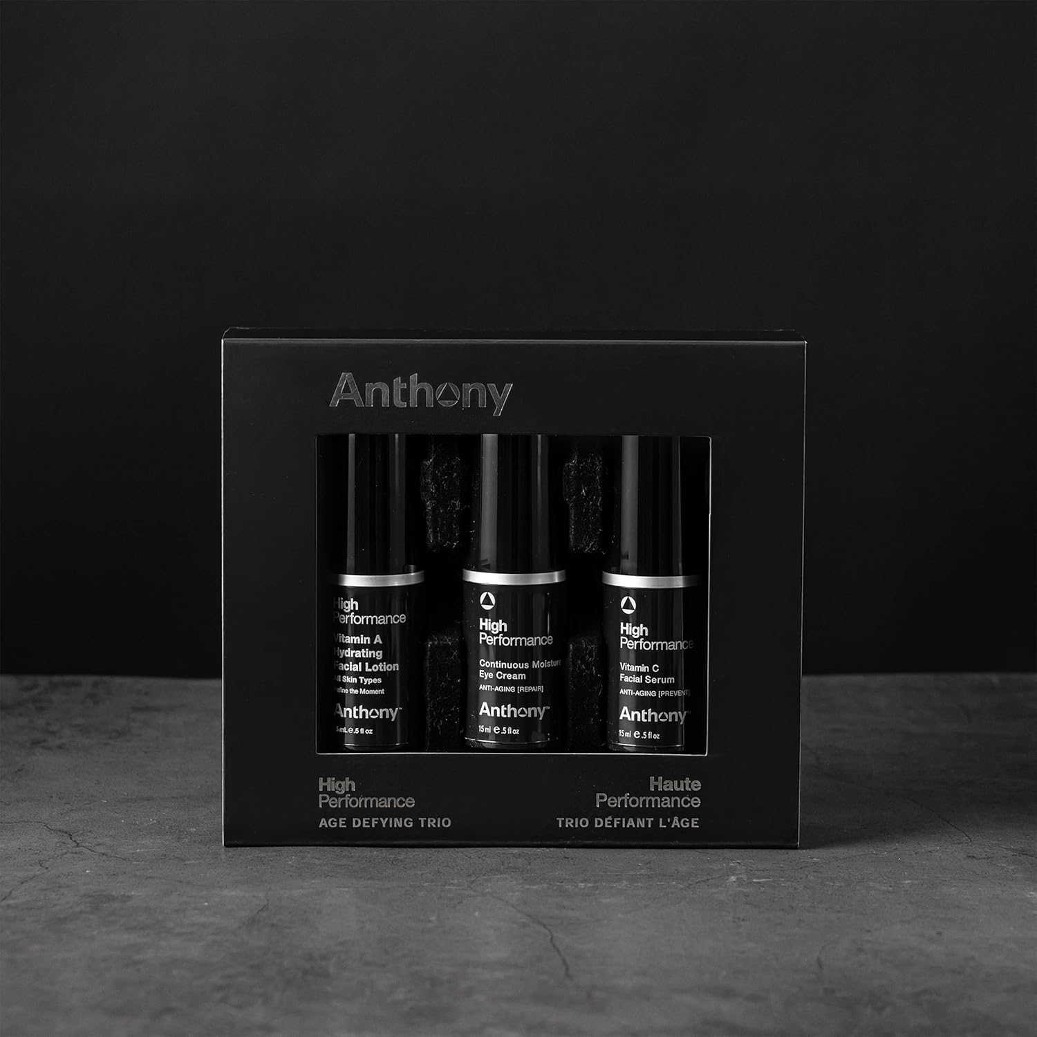 Anthony High Performance Trio Kit, Set Includes HP Continuous Moisture Eye Cream 0.5 Fl Oz, HP Vitamin C Facial Serum 0.5 Fl Oz, HP Vitamin A Hydrating Facial Lotion 0.5 Fl Oz Pack of 2