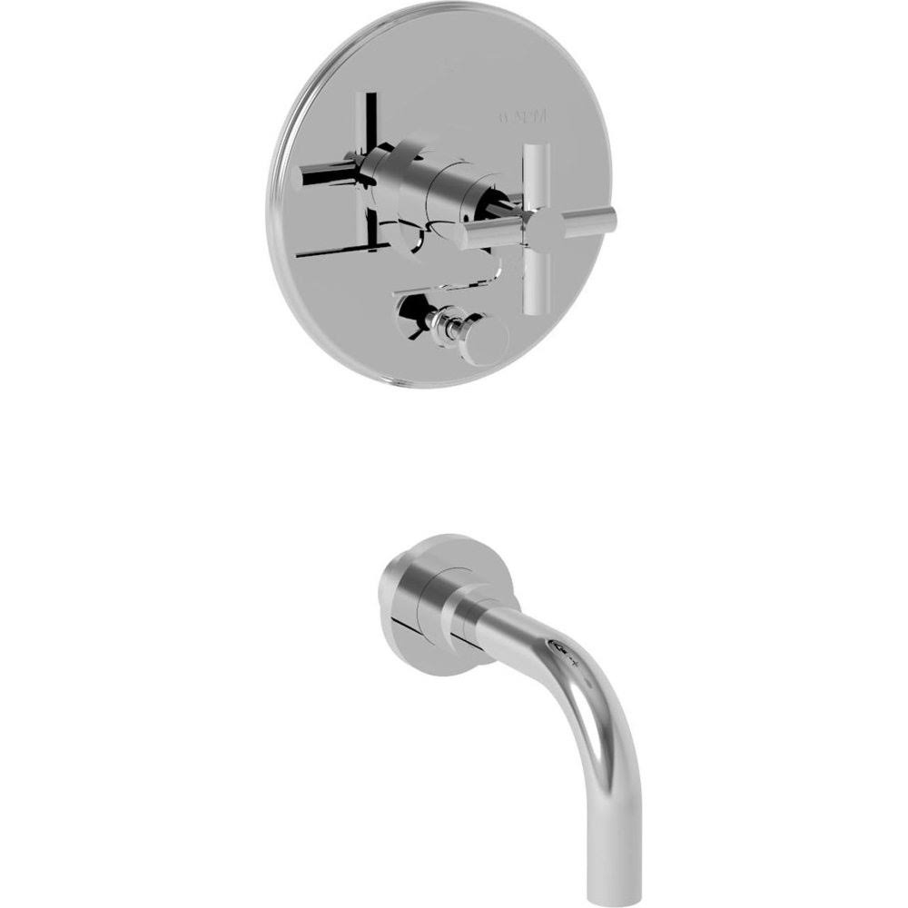 Newport Brass 4-992BP-54 Gloss Black East Linear Balanced Pressure Tub and Shower Trim Plate with Cross Handle