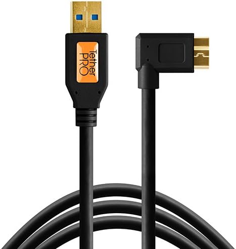 Tether Tools TetherPro USB 3.0 to Micro-B Right Angle Cable, 15' (4.6m), High-Visibility Orange Pack of 2
