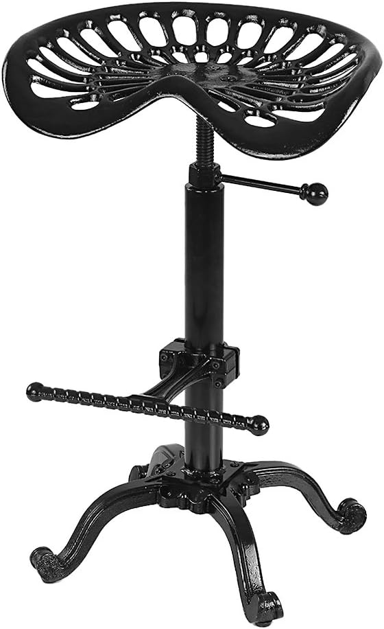 IKAYAA Industrial Bar Rustic Stool Design Metal Adjustable Height Saddle Tractor Bar Stool
