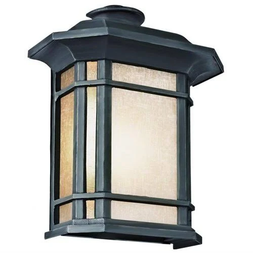 Two Light Black Tea Stained Linen Glass Wall Lantern