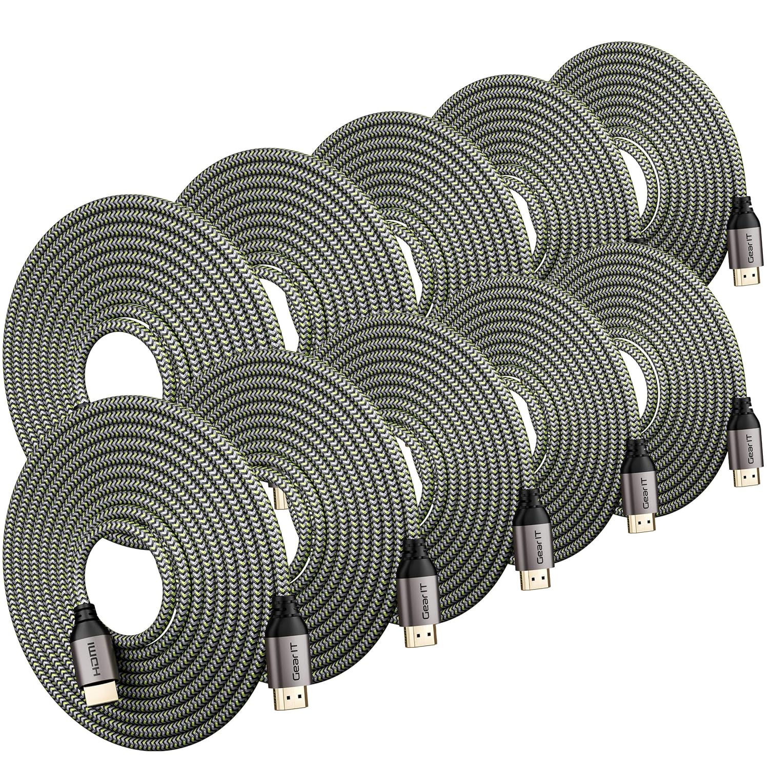GearIT HDMI Cable (10-Pack / 6.6ft / 2m) High-Speed HDMI 2.0b, 4K 60hz, 3D, ARC, HDCP 2.2, HDR, 18Gbps - Nylon Braided Cord Pack of 2