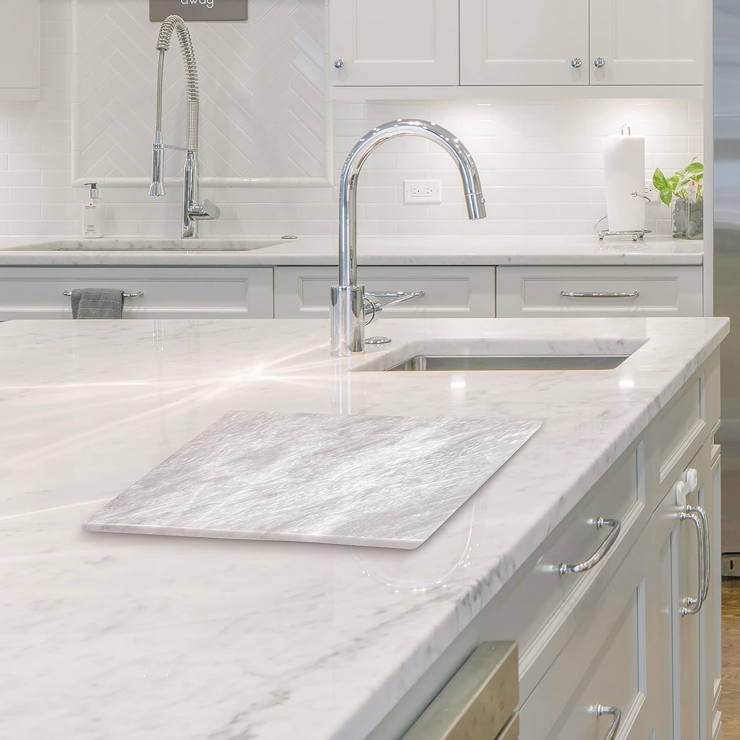 Handmade Luxury White Marble cutting board, Best cheese - Pastry board and dough rolling Tray for Kitchen & Housewarming Gifts. Pack of 2