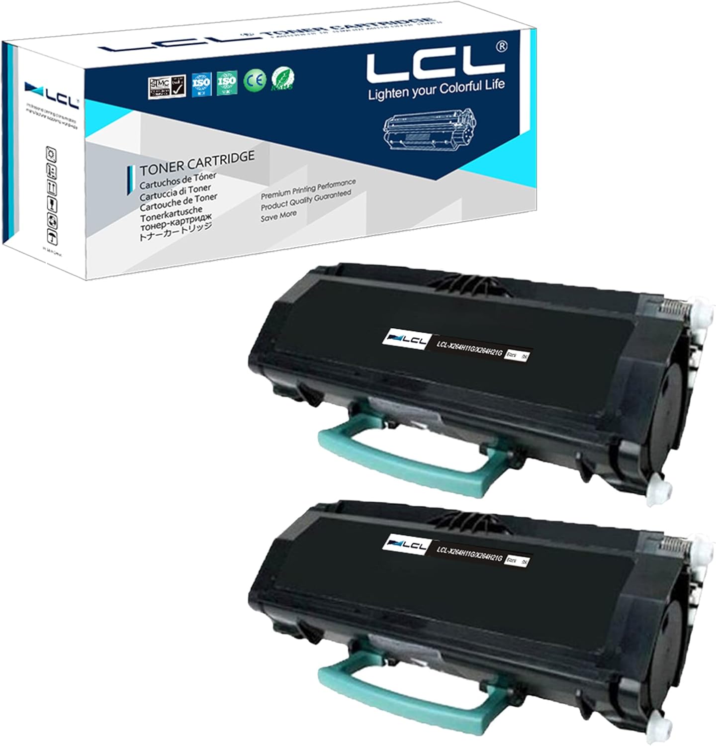 LCL Compatible Toner Cartridge Replacement for Lexmark X264 X264A11G X264A21G X264H11G X264H21G 9000 Pages X364 X364dn X364dw X264dn (2-Pack Black)
