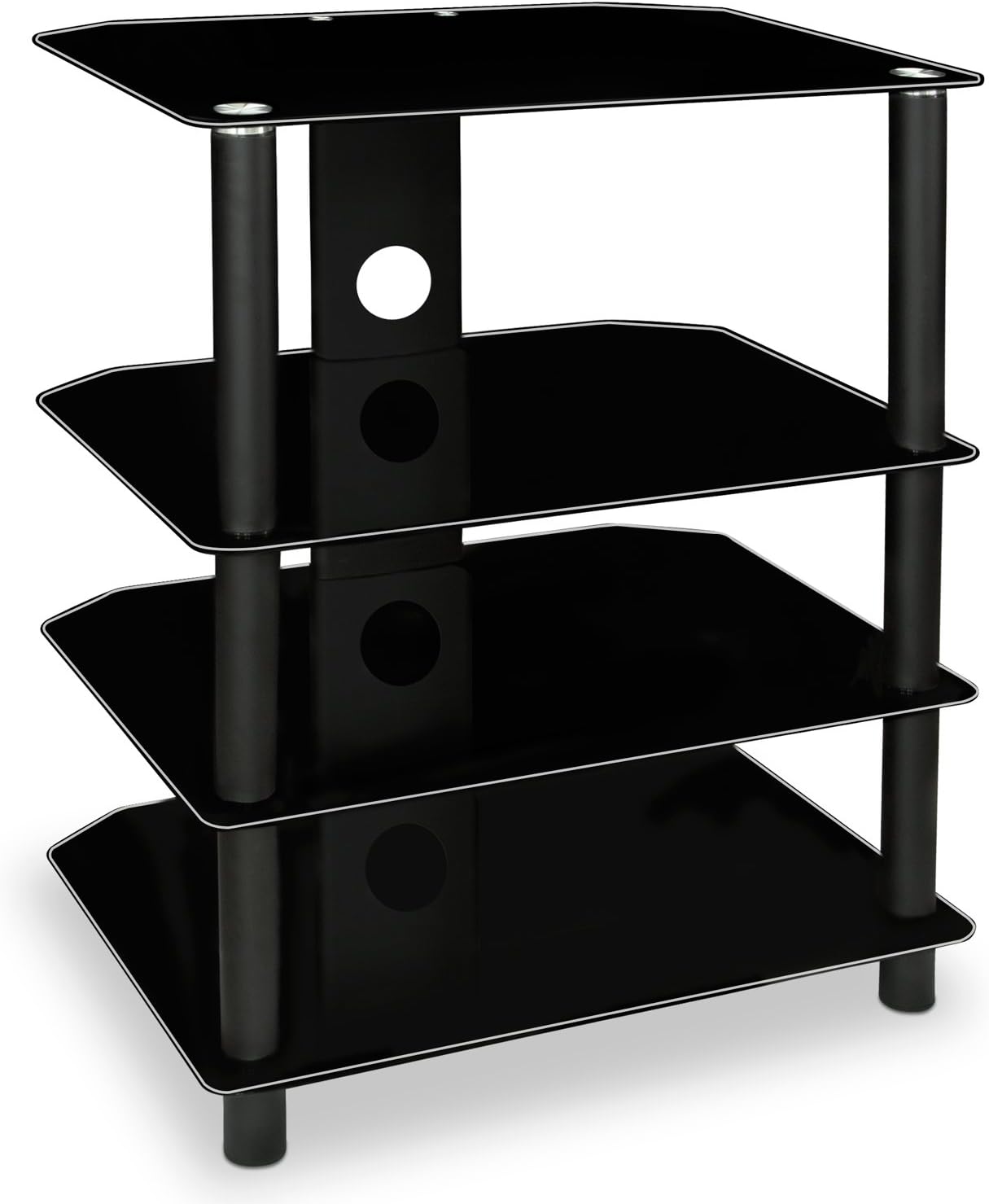 Mount-It! AV Component Media Stand, Audio Tower and Media Center with 4 Tempered Glass Shelves, 88 Lbs Capacity, Black Silk (MI-867)