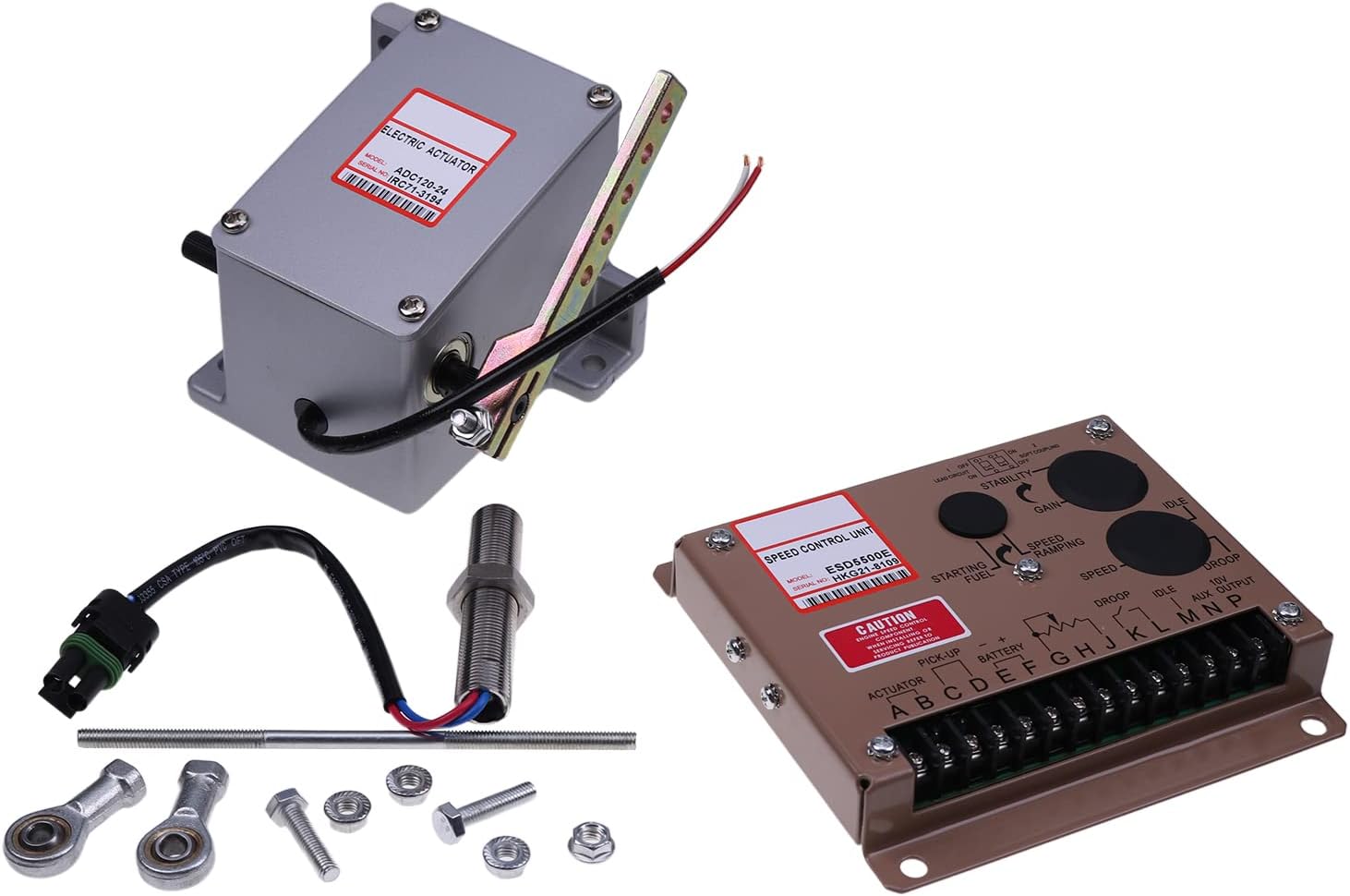 AIVWUMOT 24V Actuator ADC120-24V/ADC120-24 +Governor ESD5500E +Magnetic Pickup Sensor MPU 3034572 for Generator