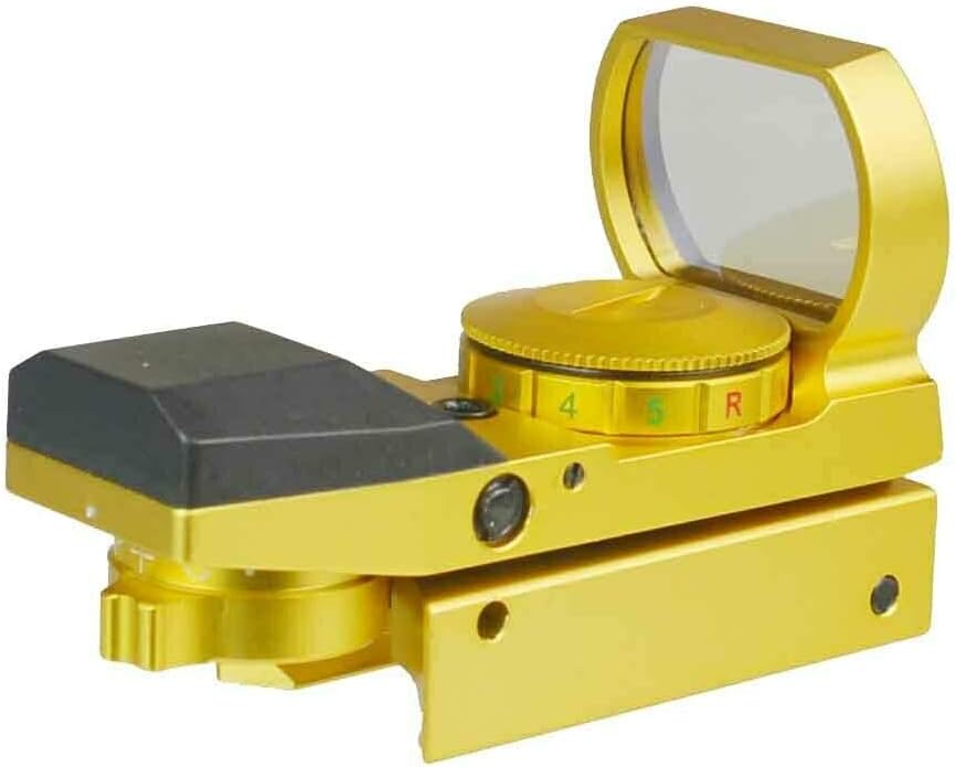 DB TAC INC Gold Color Holographic Reflex Both Red and Green & 4 Reticals for Picatinny/Weaver Pack of 2