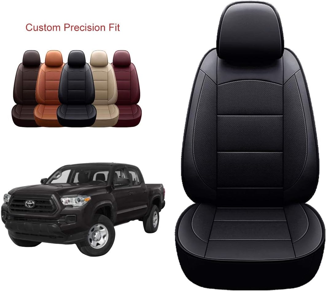 OASIS AUTO 2007-2013 Tundra Double Cab Custom Fit PU Leather Seat Cover Compatible with Tundra Double Cab 2007-2008-2009-2010-2011-2012-2013 (2007-2013 Tundra Double Cab, Black)