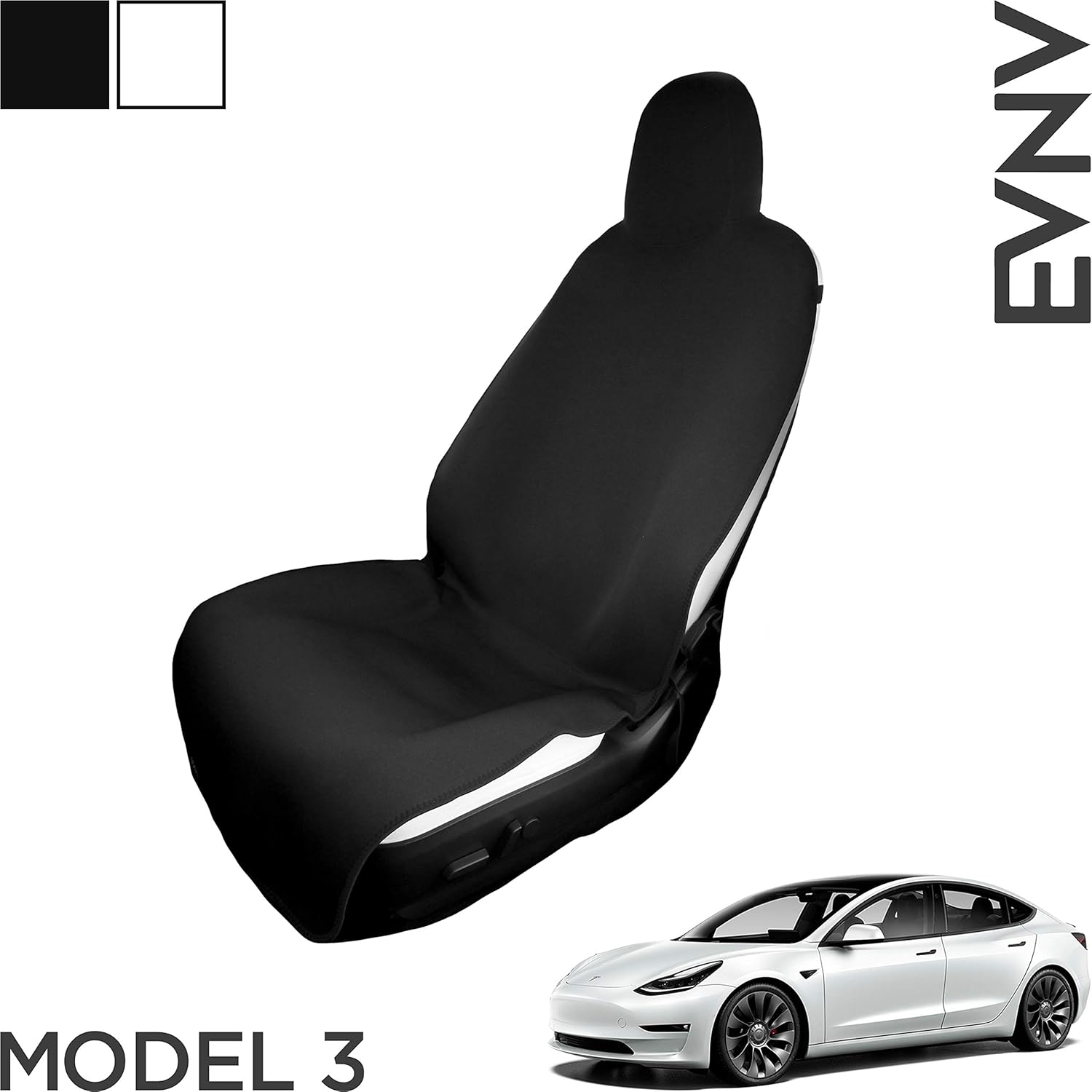 EVNV Tesla Model Y Seat Cover - Protect Your Seat - Waterproof - Easy to Install - Tesla Seat Cover - Tesla Model Y Accessories - White Front Seat Cover Pack of 2