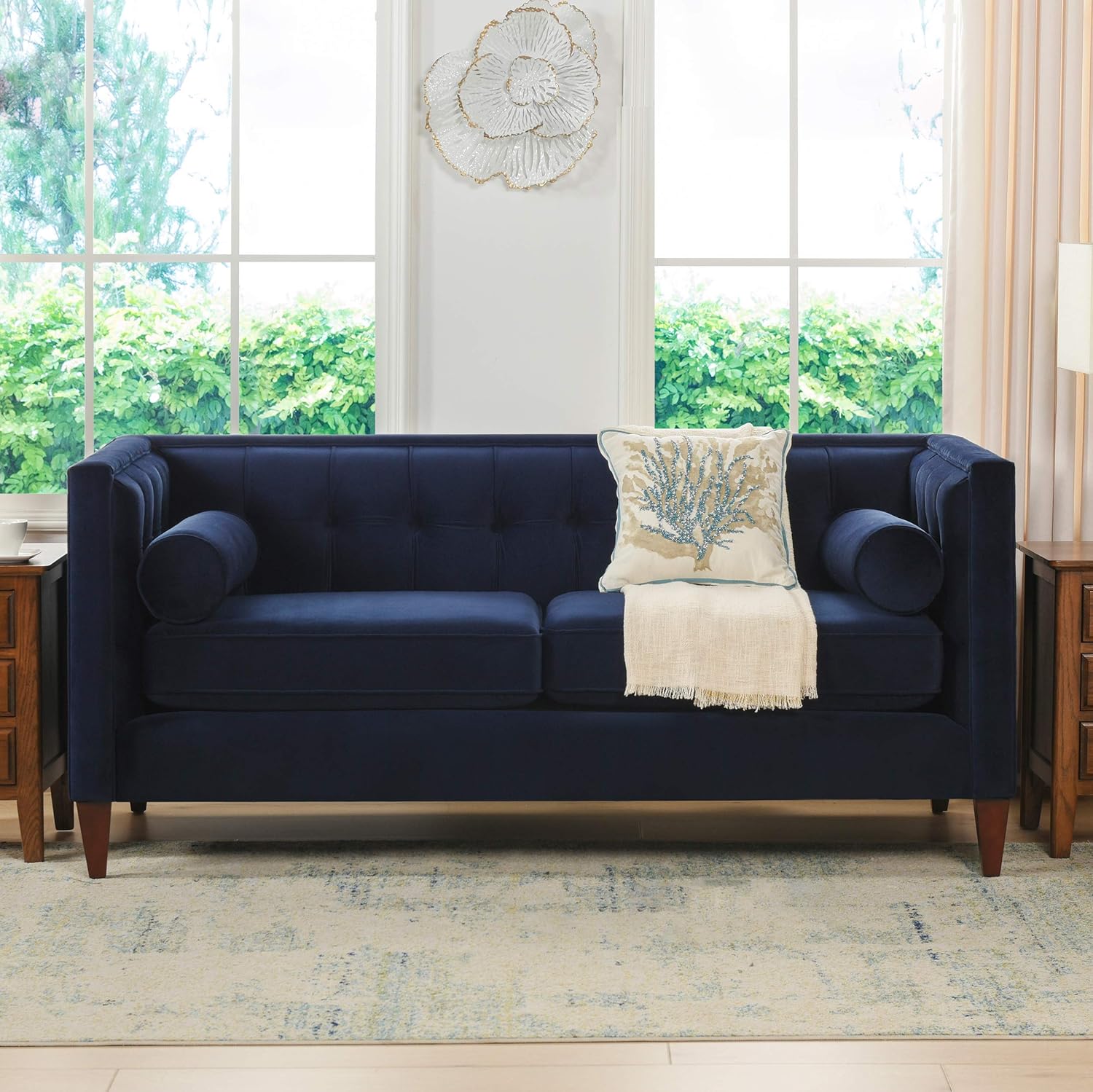 Jennifer Taylor Home Jack Loveseat, Satin Teal