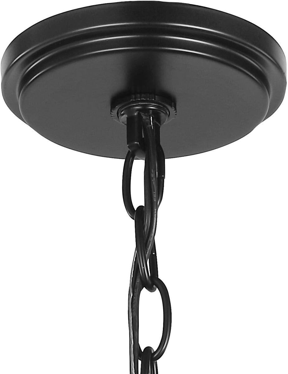 Bonita Collection 6-Light White Linen Fabric Shade Luxe Chandelier Light Matte Black