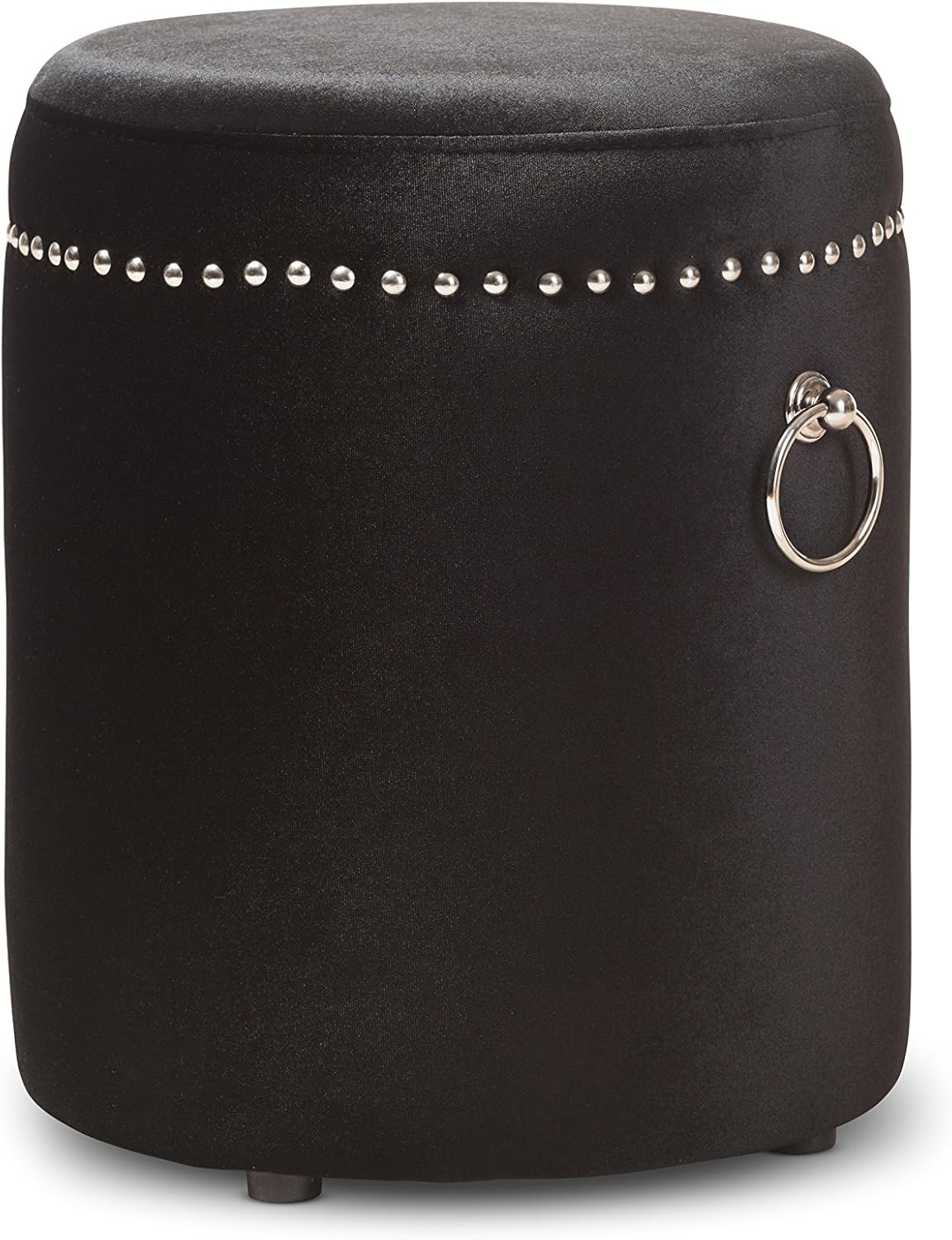 Baxton Studio Maurine Ottoman, Black Pack of 2