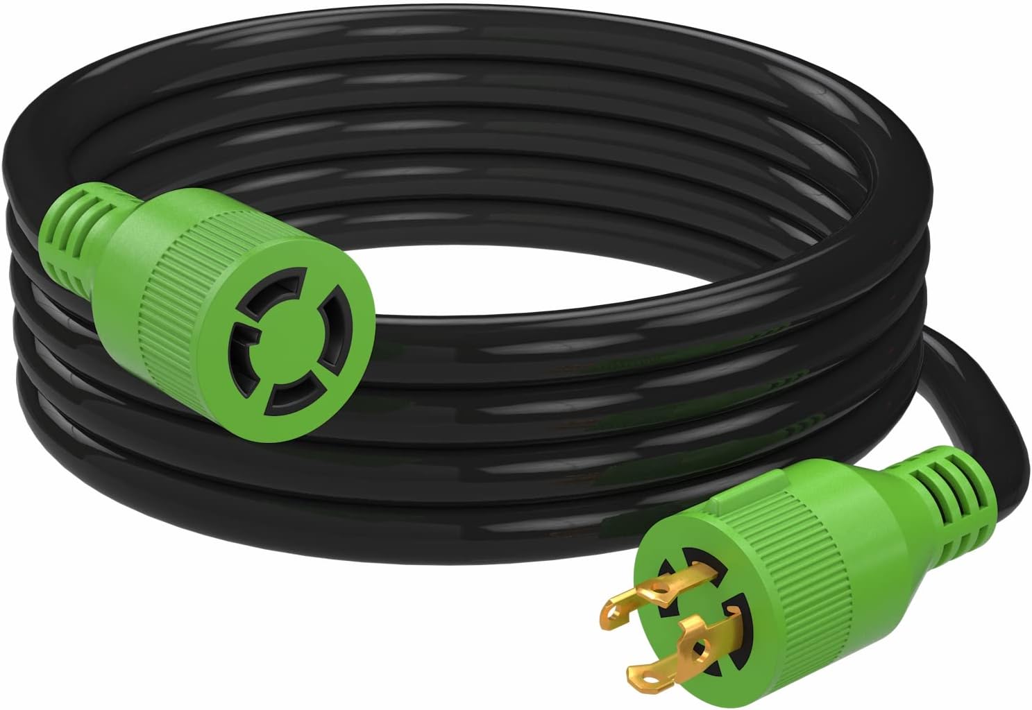 RVGUARD 4 Prong 30 Amp 15 Feet Generator Extension Cord, NEMA L14-30P/L14-30R, 125/250V Up to 7500W 10 Gauge SJTW Generator Cord, ETL Listed Pack of 2