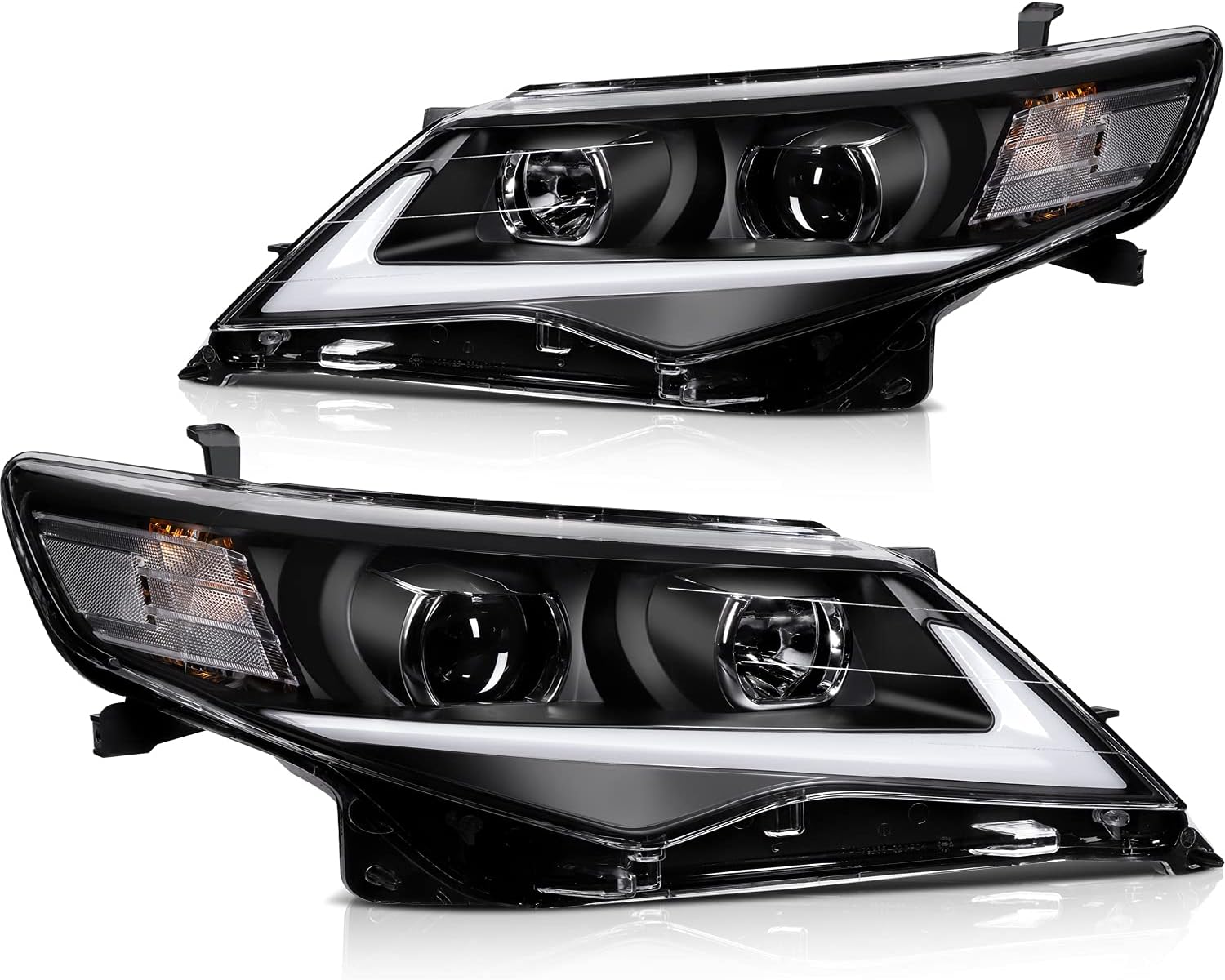 ECCPP Headlight Assembly For Toyota Camry 2012-2014 Headlamps Black Housing Clear Lens