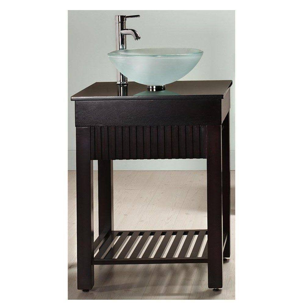 Home Decorators Collection Lofty 25 in. W x 22 in. D Bath Vanity in Dark Walnut with Granite Vanity Top in Black