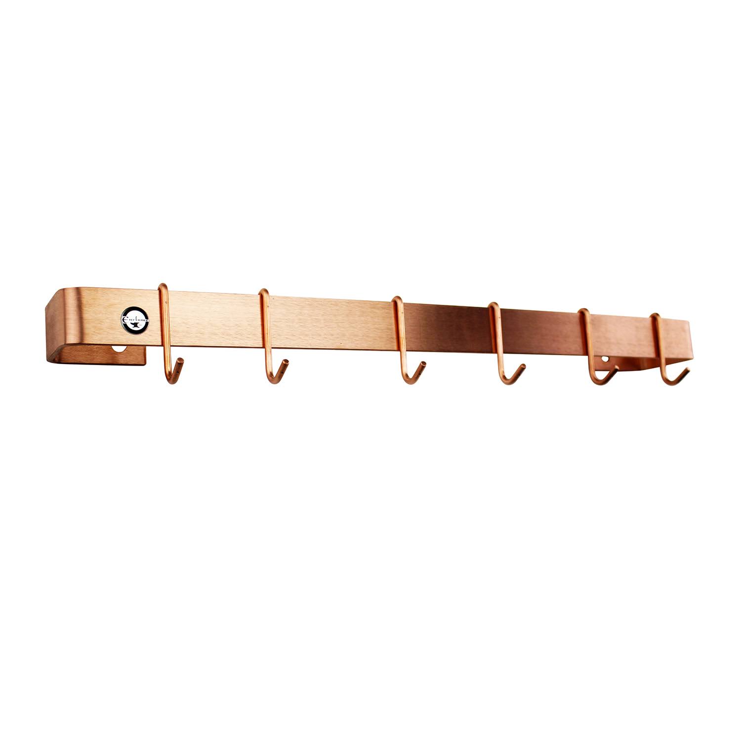 Enclume WR2SCP 30x22 Classic Wall Rack Utensil Bar w/ 6 Hooks Brushed Copper