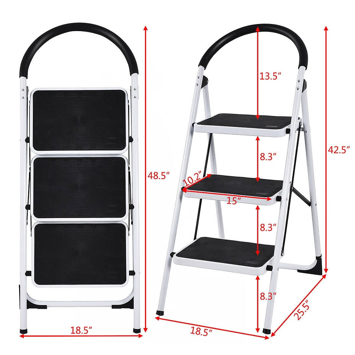 Costway 3 Step Ladder Folding Stool Heavy Duty 330lbs Capacity - See Details - Black