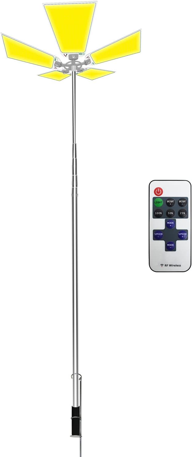 Conpex LED Camping Lights with Stand Remote Control Flood Light 15000lm Portable Work Light Fishing Light at Night Telescopic Pole Super Bright 12V Emergency Backyard Lighting